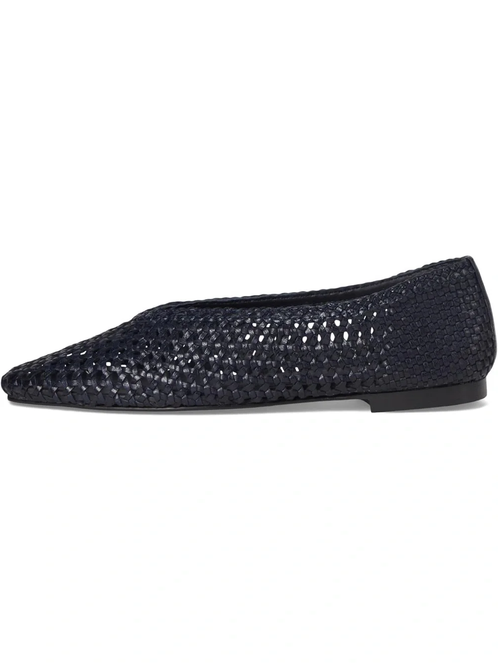 Navy Woven Leather Ballet Flats